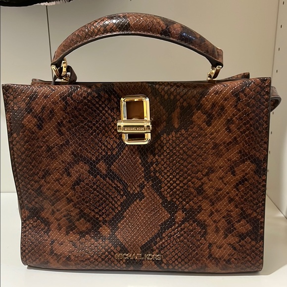 Michael Kors Brown Snake Print Handbag